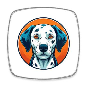 Chien Dalmatien Mignon Kawaii Dessin Animé Animal Animal Logo - Magnet carré - blanc - Devant