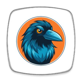 Crow mignon kawaii dessin animé Clipart Animal Pet Logo - Magnet carré - blanc - Devant