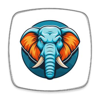 Elefant Niedliches Kawaii Cartoon Tier Haustier Logo - Viereckiger Kühlschrankmagnet - Weiß - Vorne