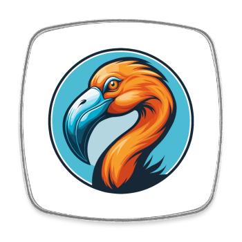 Flamingo Cute Kawaii Cartoon Animal Pet Logo - Square fridge magnet - white - Front
