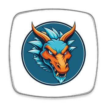 Drache Niedlich Kawaii Cartoon Clipart Tier Haustier Logo - Viereckiger Kühlschrankmagnet - Weiß - Vorne