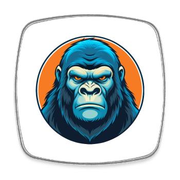 Gorilla Cute Funny Kawaii Cartoon Animal Pet Logo - Square fridge magnet - white - Front