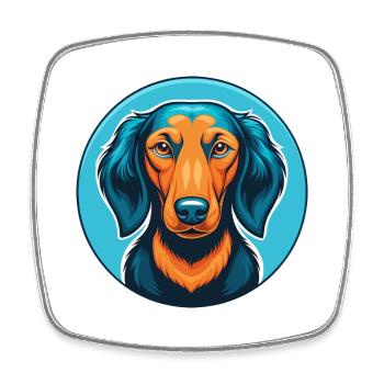 Dachshund Dog Cute Kawaii Cartoon Animal Pet Logo - Square fridge magnet - white - Front
