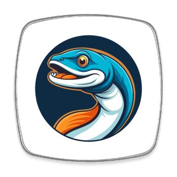 Eel Cute Kawaii Cartoon Clipart Animal Pet Logo - Square fridge magnet - white - Front