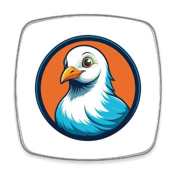 Taube Niedliche Kawaii Cartoon Clipart Tier Haustier Logo - Viereckiger Kühlschrankmagnet - Weiß - Vorne