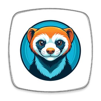Frettchen Niedliche Kawaii Cartoon Clipart Tier Haustier Logo - Viereckiger Kühlschrankmagnet - Weiß - Vorne