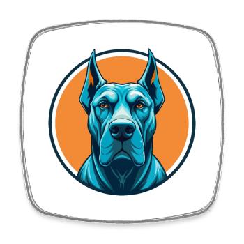 Deutsche Dogge Hund Niedlich Kawaii Cartoon Tier Haustier Logo - Viereckiger Kühlschrankmagnet - Weiß - Vorne
