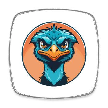 Emu mignon kawaii dessin animé Clipart Animal Pet Logo - Magnet carré - blanc - Devant