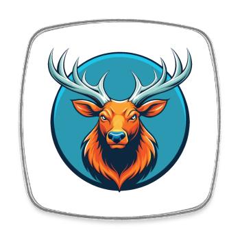 Elk mignon kawaii dessin animé clipart animal de compagnie logo - Magnet carré - blanc - Devant