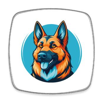 German Shepherd Dog Cute Kawaii Cartoon Pet Logo - Square fridge magnet - white - Front