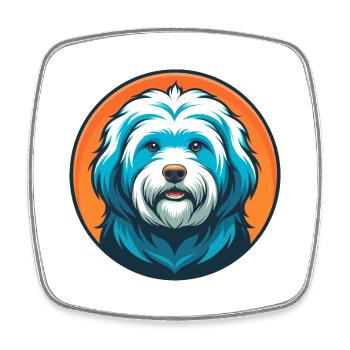 Chien Havanais Mignon Kawaii Dessin Animé Animal Animal Logo - Magnet carré - blanc - Devant