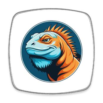 Iguana Cute Kawaii Cartoon Clipart Animal Pet Logo - Square fridge magnet - white - Front