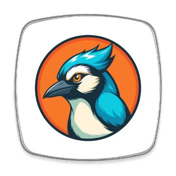 Jay Bird Niedliches Kawaii Cartoon Tier Haustier Logo - Viereckiger Kühlschrankmagnet - Weiß - Vorne