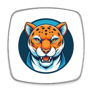 Jaguar Niedliche Kawaii Cartoon Clipart Tier Haustier Logo - Viereckiger Kühlschrankmagnet - Weiß - Vorne