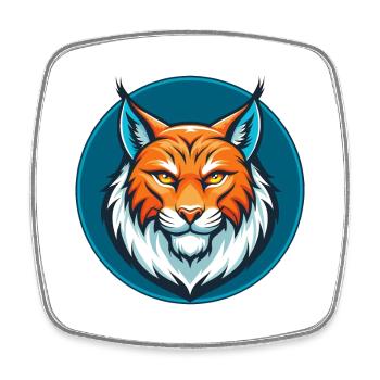Luchs Niedliche Kawaii Cartoon Clipart Tier Haustier Logo - Viereckiger Kühlschrankmagnet - Weiß - Vorne