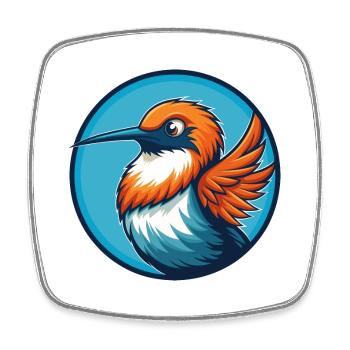 colibri mignon kawaii dessin animé animal de compagnie logo - Magnet carré - blanc - Devant