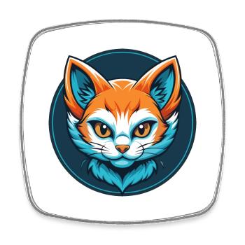 Kitten Cute Kawaii Cartoon Clipart Animal Pet Logo - Square fridge magnet - white - Front