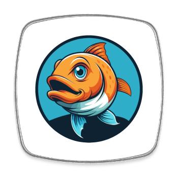 Poisson mignon Kawaii dessin animé Clipart Animal Animal Pet Logo - Magnet carré - blanc - Devant