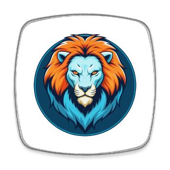 Lion mignon Kawaii dessin animé Clipart Animal Pet Logo - Magnet carré - blanc - Devant