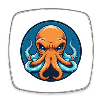 Oktopus süße lustige Kawaii Cartoon Tier Haustier Logo - Viereckiger Kühlschrankmagnet - Weiß - Vorne