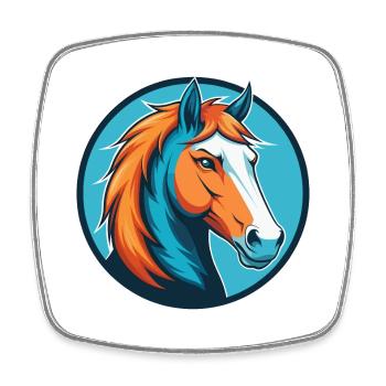 cheval mignon kawaii dessin animé clipart animal animal logo - Magnet carré - blanc - Devant