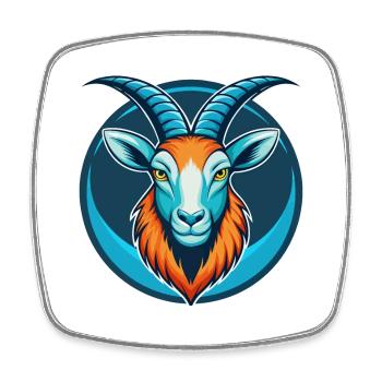 Steinbock Niedliche Kawaii Cartoon Clipart Tier Haustier Logo - Viereckiger Kühlschrankmagnet - Weiß - Vorne