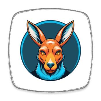 Kangaroo Cute Kawaii Cartoon Animal Pet Logo - Square fridge magnet - white - Front