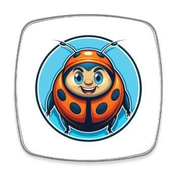 Ladybug Cute Funny Kawaii Cartoon Animal Pet Logo - Square fridge magnet - white - Front