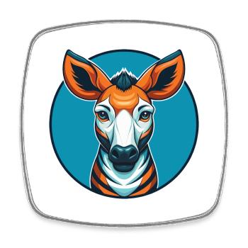 Okapi Cute Kawaii Cartoon Clipart Animal Pet Logo - Square fridge magnet - white - Front