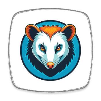 Opossum mignon drôle Kawaii dessin animé animal de compagnie logo - Magnet carré - blanc - Devant