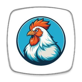 Poule mignon kawaii dessin animé Clipart Animal Pet Logo - Magnet carré - blanc - Devant