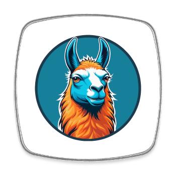 Lama süße Kawaii Cartoon Clipart Tier Haustier Logo - Viereckiger Kühlschrankmagnet - Weiß - Vorne