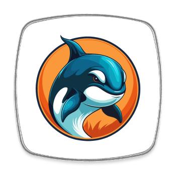 Orca Cute Kawaii Cartoon Clipart Animal Pet Logo - Square fridge magnet - white - Front