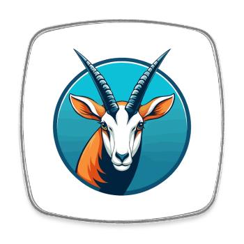 Oryx mignon kawaii dessin animé clipart animal de compagnie logo - Magnet carré - blanc - Devant