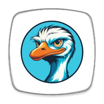 Ostrich Cute Funny Kawaii Cartoon Animal Pet Logo - Square fridge magnet - white - Front