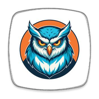 Owl Cute Kawaii Cartoon Clipart Animal Pet Logo - Square fridge magnet - white - Front