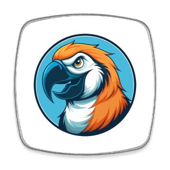 Parrot Cute Kawaii Cartoon Clipart Animal Pet Logo - Square fridge magnet - white - Front