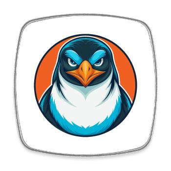 Pinguin süße lustige Kawaii Cartoon Tier Haustier Logo - Viereckiger Kühlschrankmagnet - Weiß - Vorne