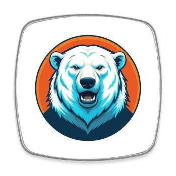 ours polaire mignon Kawaii dessin animé animal de compagnie logo - Magnet carré - blanc - Devant