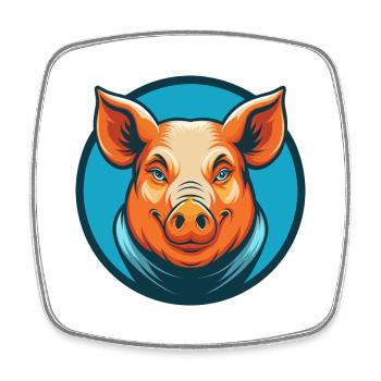 Cochon mignon Kawaii dessin animé Clipart Animal Animal Pet Logo - Magnet carré - blanc - Devant