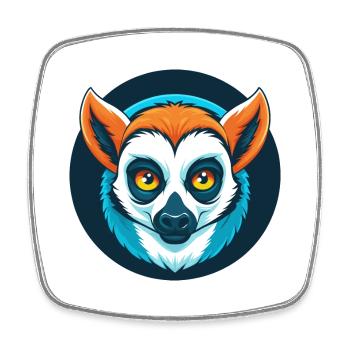 Lemur Cute Kawaii Cartoon Clipart Animal Pet Logo - Square fridge magnet - white - Front