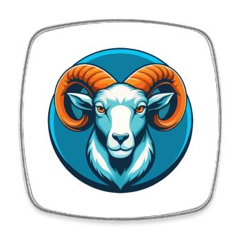 Ram Cute Kawaii Cartoon Clipart Animal Pet Logo - Square fridge magnet - white - Front