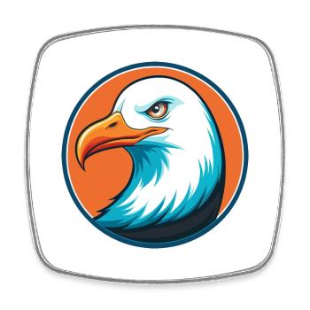 Seagull Cute Funny Kawaii Cartoon Animal Pet Logo - Square fridge magnet - white - Front
