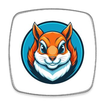 Squirrel Cute Kawaii Cartoon Animal Pet Logo - Square fridge magnet - white - Front