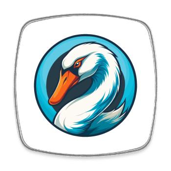cygne mignon kawaii dessin animé clipart animal animal logo - Magnet carré - blanc - Devant