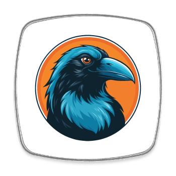 corbeau mignon kawaii dessin animé clipart animal animal de compagnie logo - Magnet carré - blanc - Devant