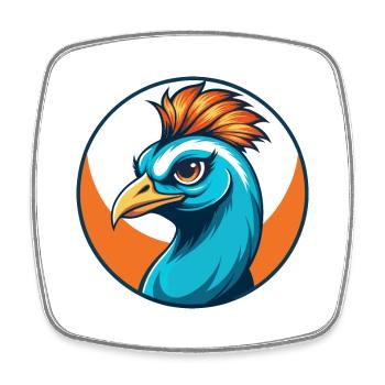 Peacock Cute Funny Kawaii Cartoon Animal Pet Logo - Square fridge magnet - white - Front