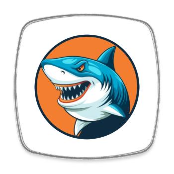 requin mignon kawaii dessin animé clipart animal de compagnie logo - Magnet carré - blanc - Devant