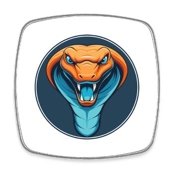 Snake Cute Kawaii Cartoon Clipart Animal Pet Logo - Square fridge magnet - white - Front