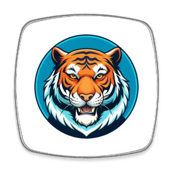 tigre mignon kawaii dessin animé clipart animal de compagnie logo - Magnet carré - blanc - Devant